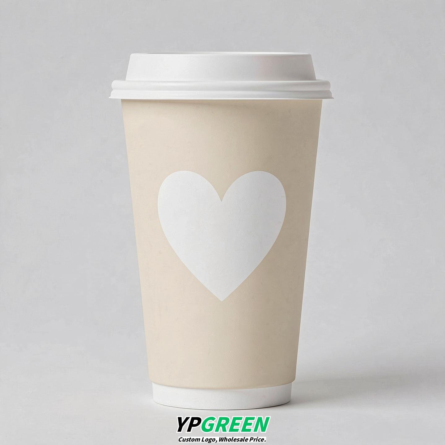 Ivory Heart Paper Cups with Lids 8-24oz