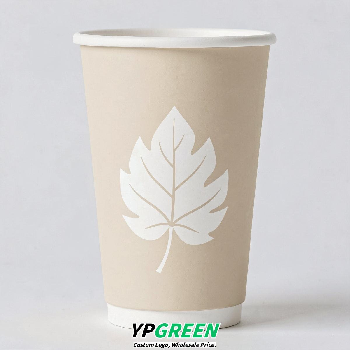 Ivory Leaves Paper Cups with Lids 8-24oz