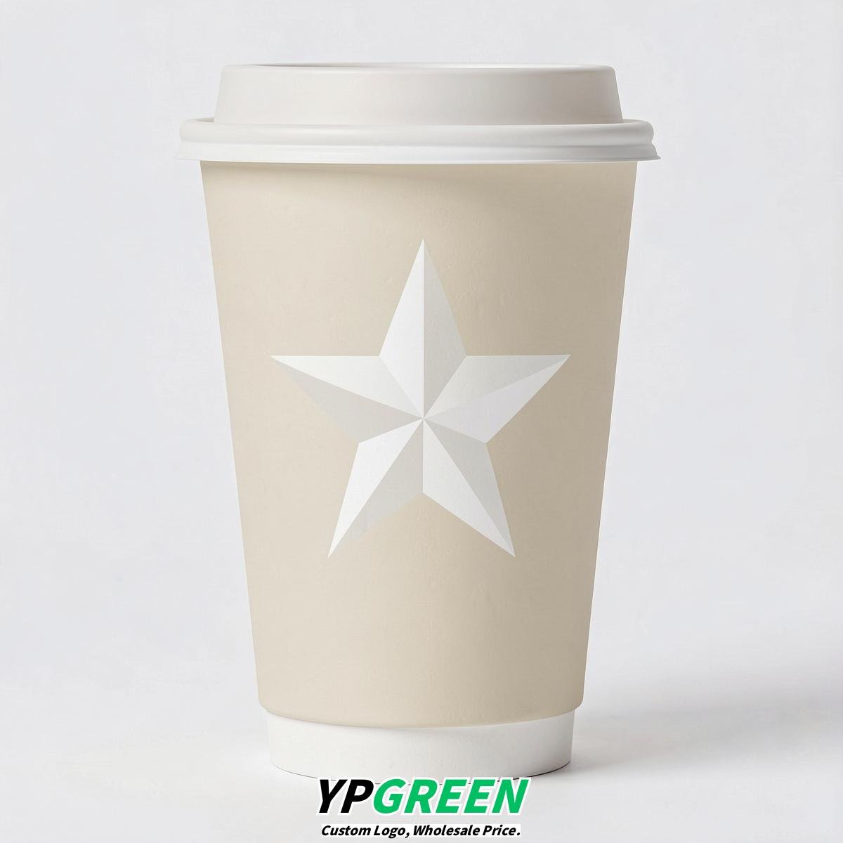 Ivory Stars Paper Cups with Lids 8-24oz