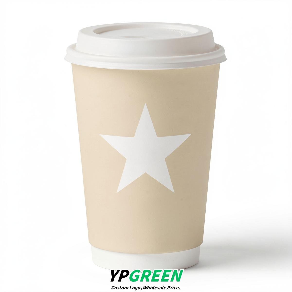 Ivory Stars Paper Cups with Lids 8-24oz