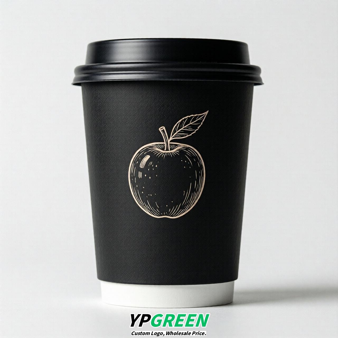 Jet Black Fruits Paper Cups with Lids 8-24oz