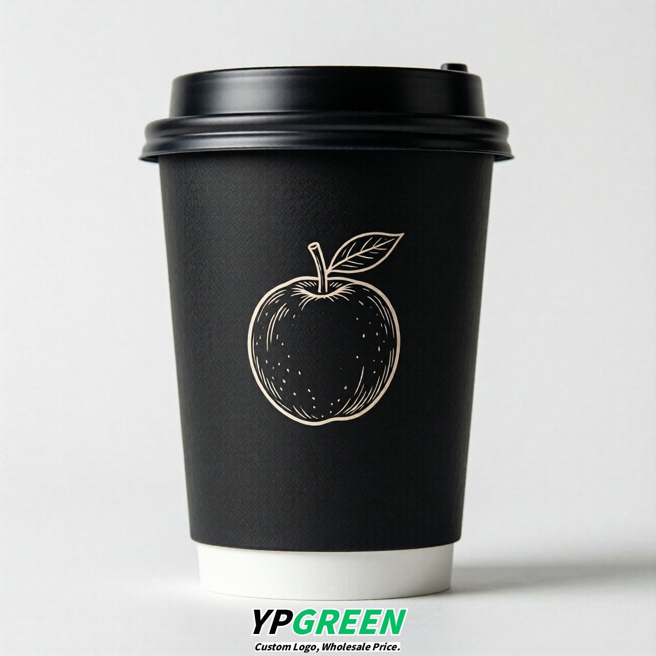 Jet Black Fruits Paper Cups with Lids 8-24oz