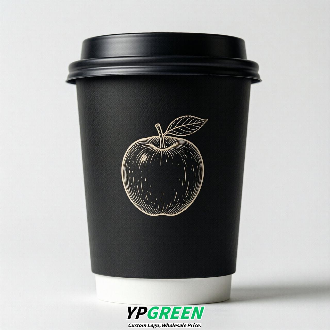 Jet Black Fruits Paper Cups with Lids 8-24oz