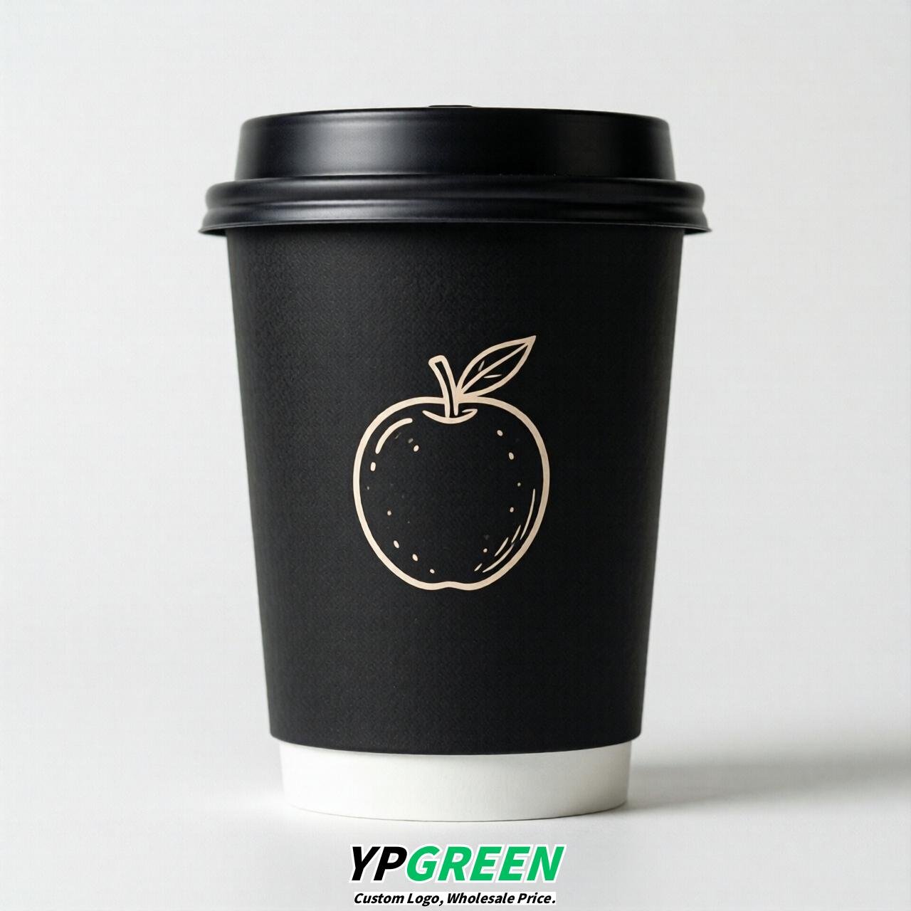 Jet Black Fruits Paper Cups with Lids 8-24oz