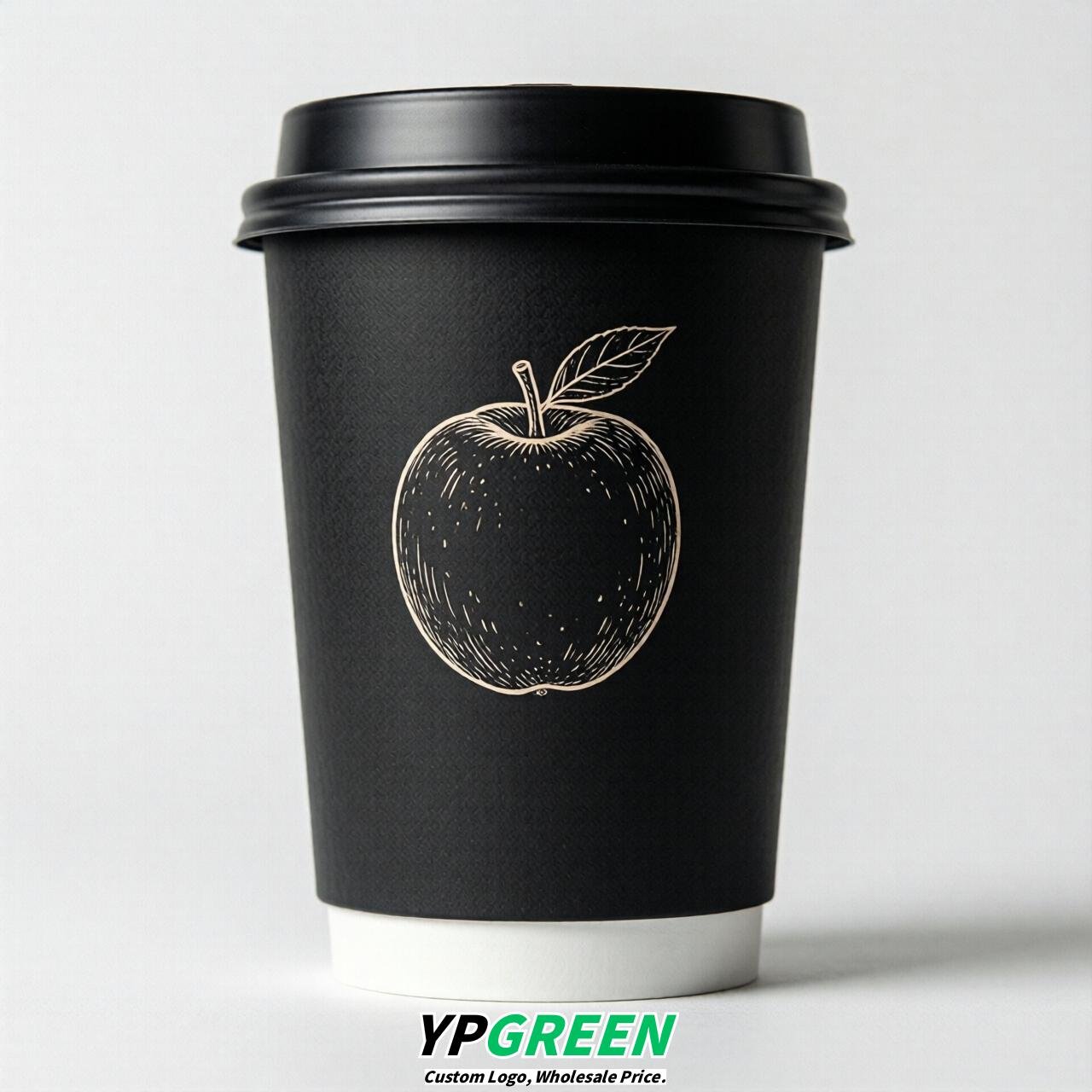 Jet Black Fruits Paper Cups with Lids 8-24oz