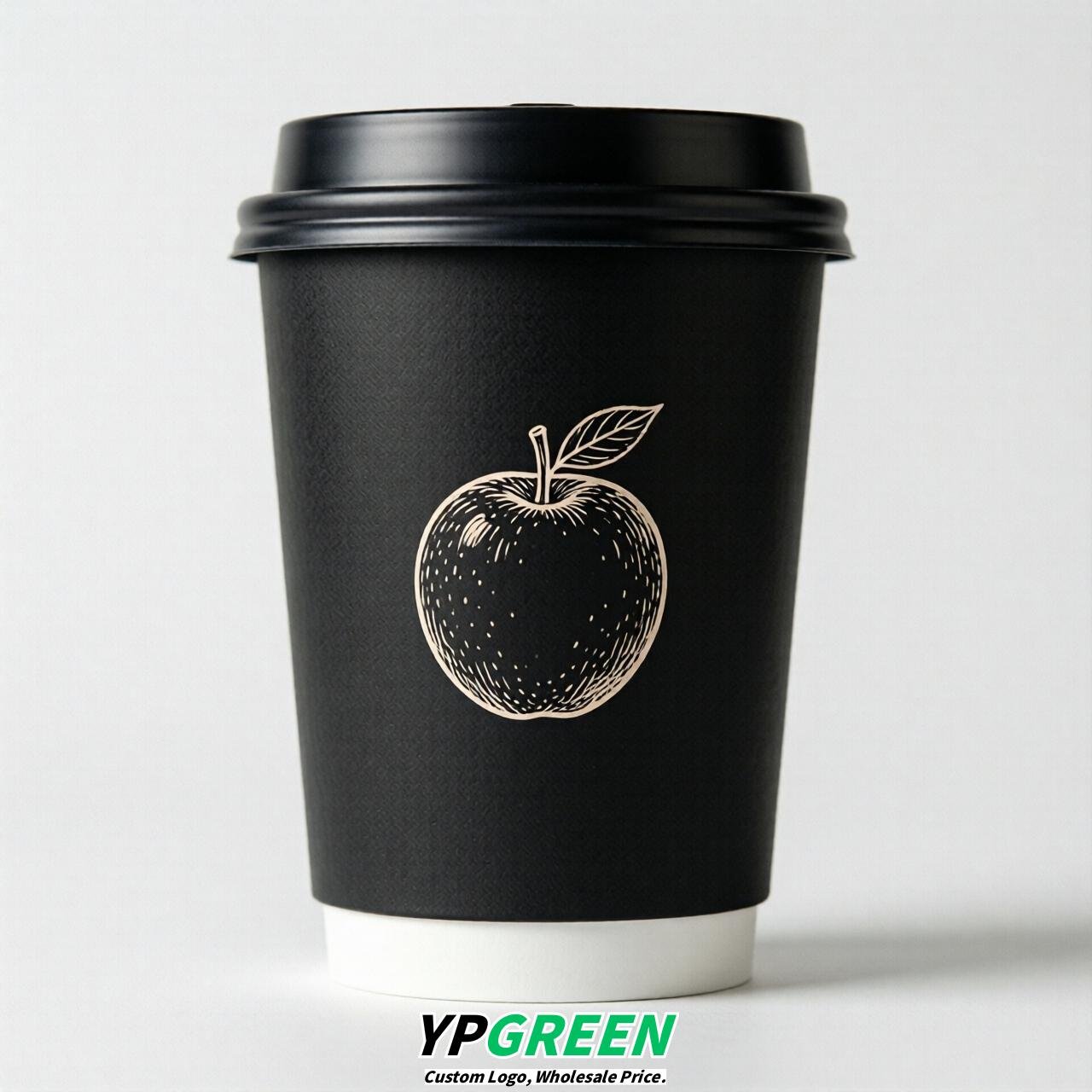 Jet Black Fruits Paper Cups with Lids 8-24oz