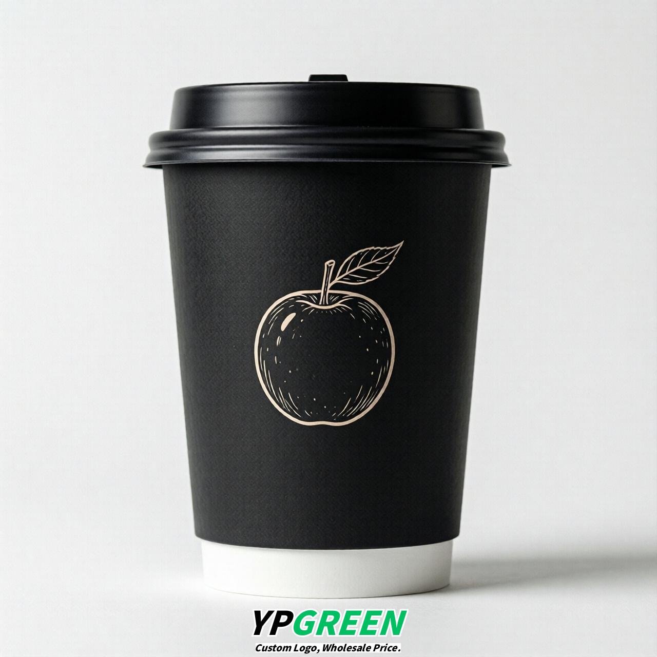 Jet Black Fruits Paper Cups with Lids 8-24oz