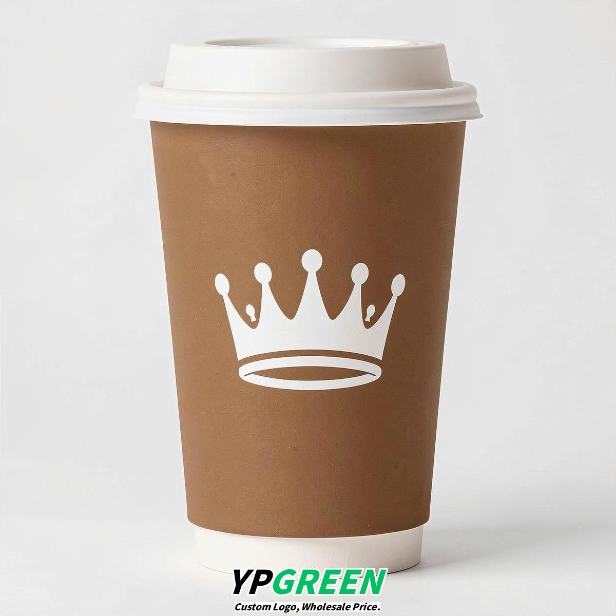Latte Paper Cups with Crown Design 8-24oz