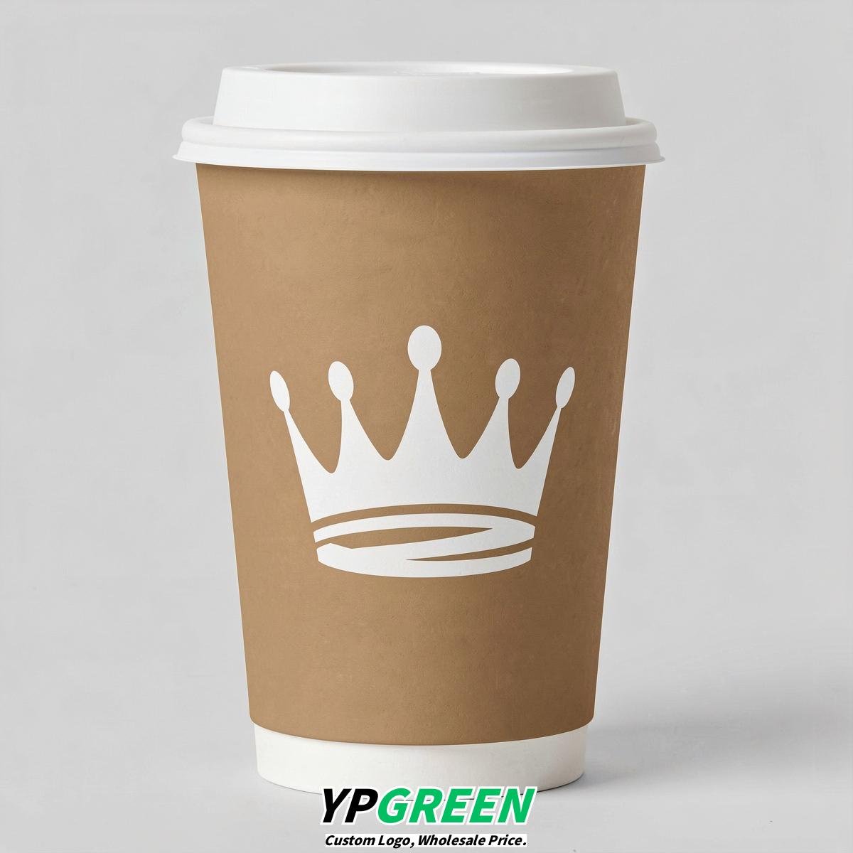 Latte Paper Cups with Crown Design 8-24oz