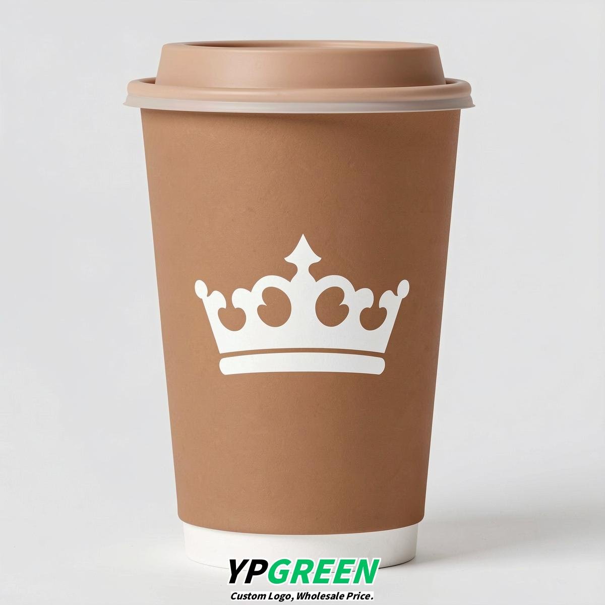 Latte Paper Cups with Crown Design 8-24oz