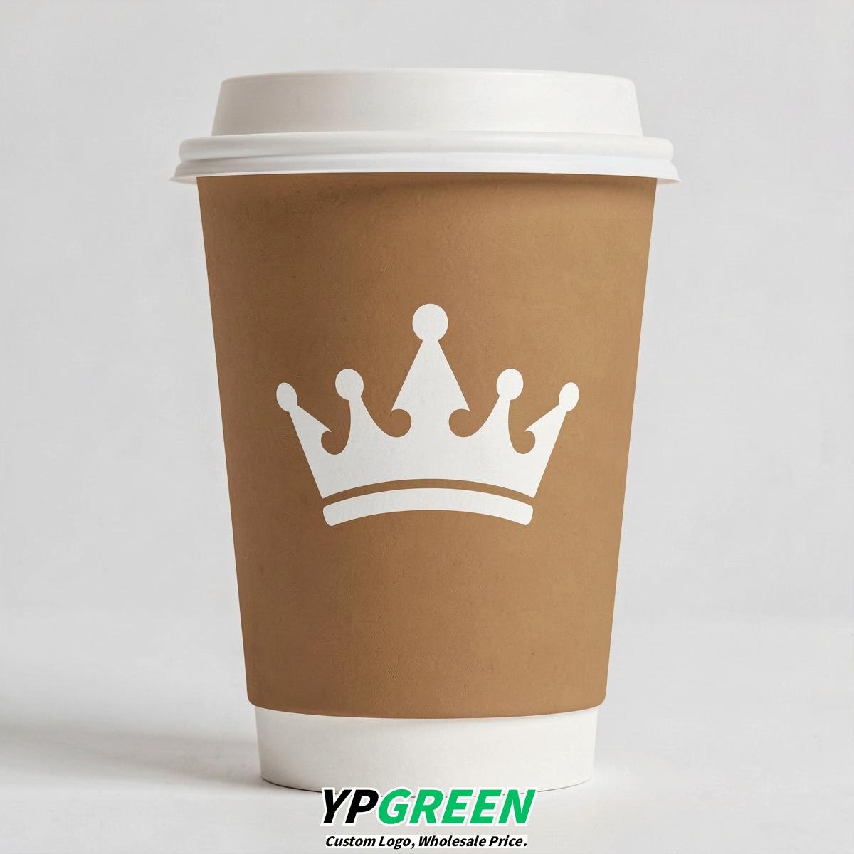 Latte Paper Cups with Crown Design 8-24oz