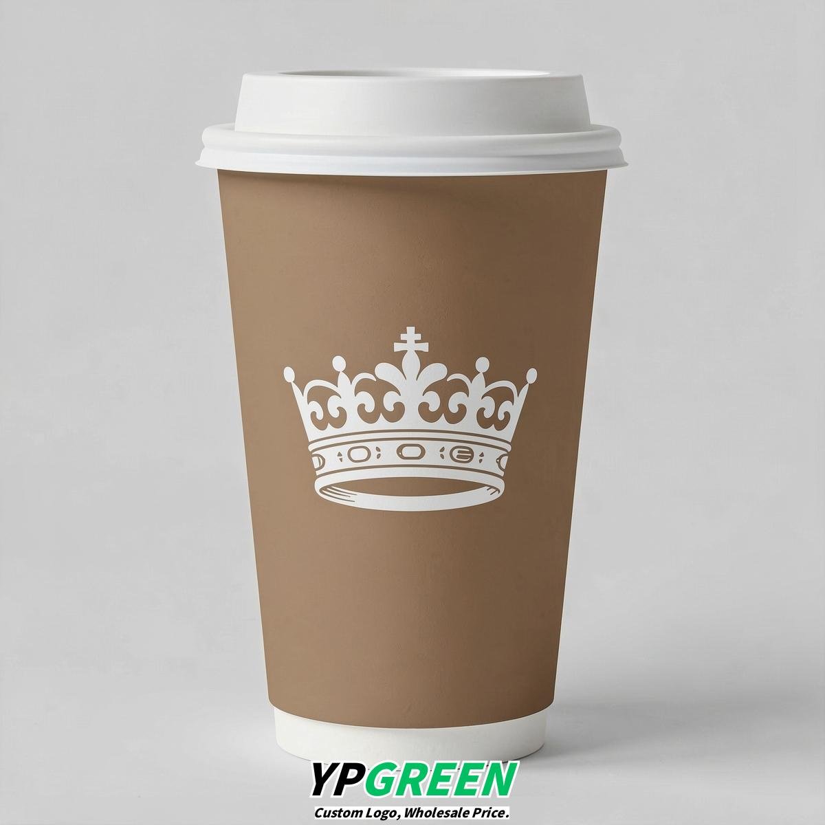 Latte Paper Cups with Crown Design 8-24oz