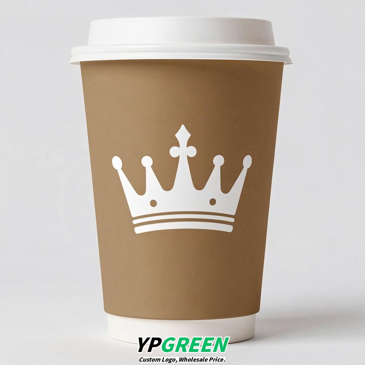 Latte Paper Cups with Crown Design 8-24oz