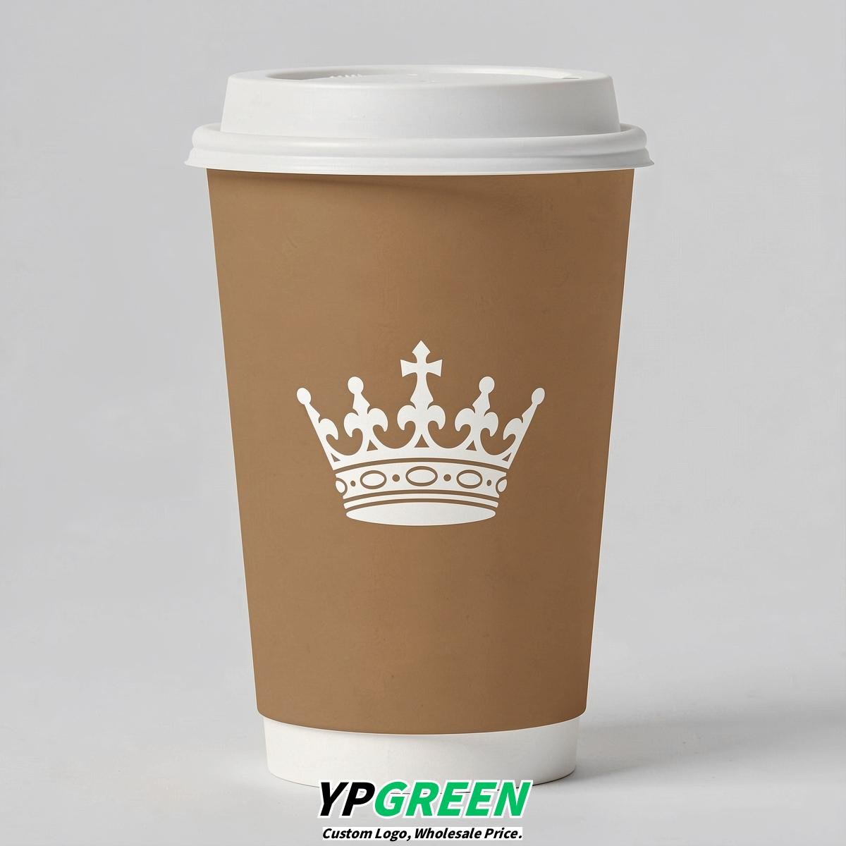 Latte Paper Cups with Crown Design 8-24oz
