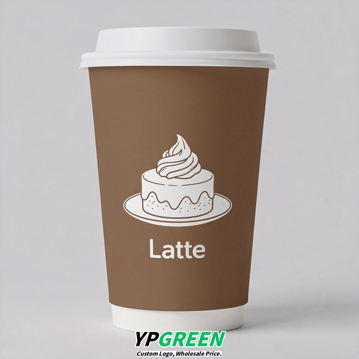 Latte Paper Cups with Desserts Design 8-24oz