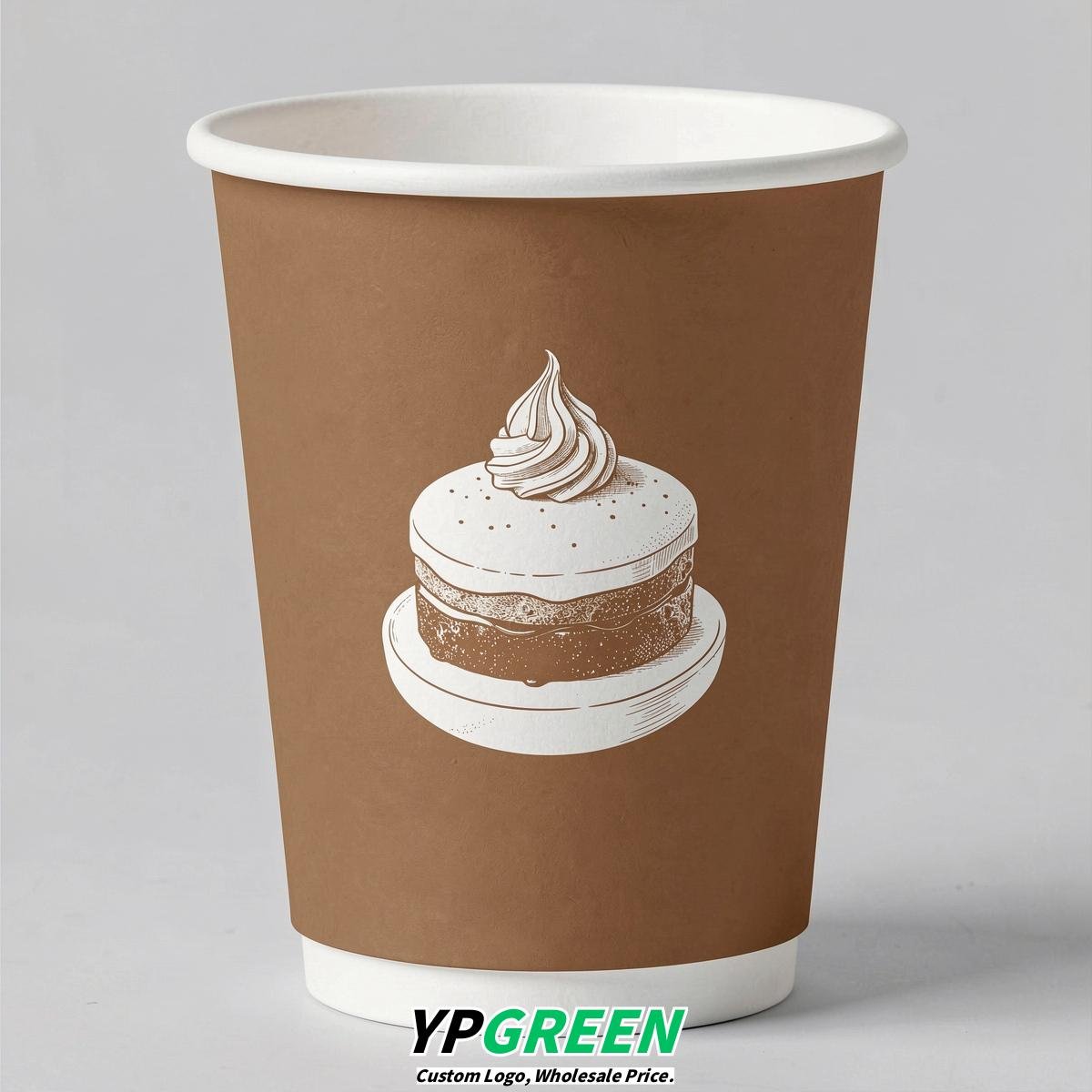 Latte Paper Cups with Desserts Design 8-24oz