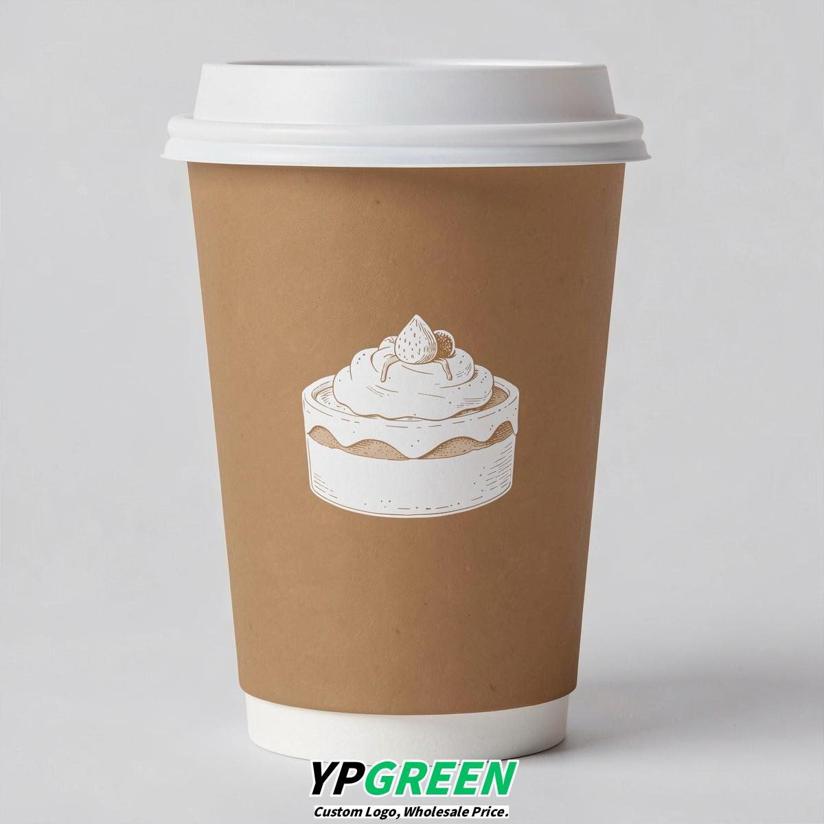 Latte Paper Cups with Desserts Design 8-24oz
