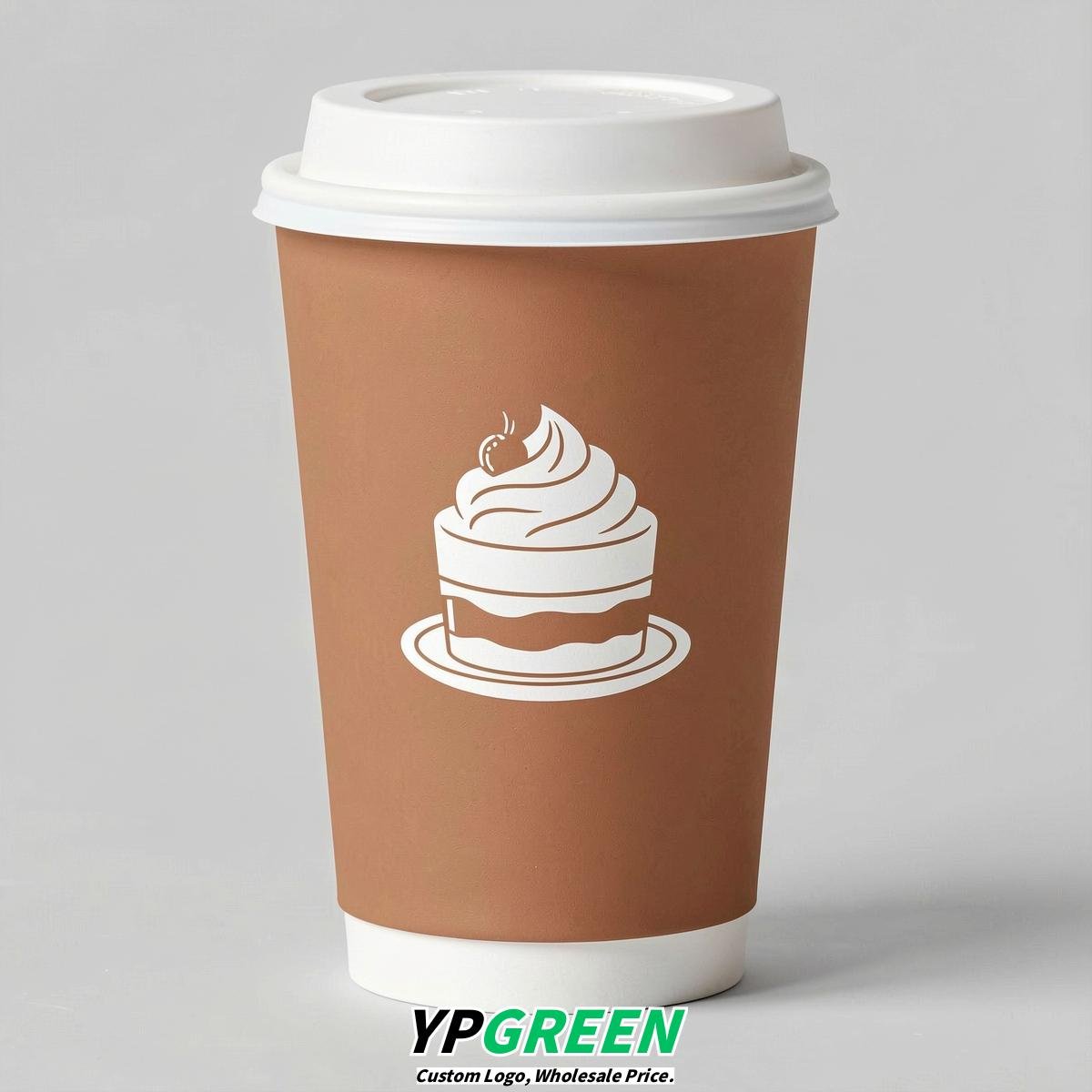 Latte Paper Cups with Desserts Design 8-24oz