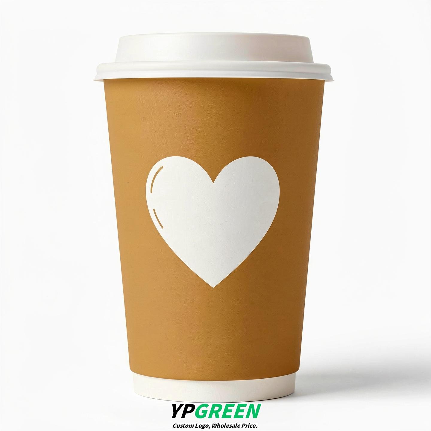 Latte Heart Paper Cups with Lids 8-24oz