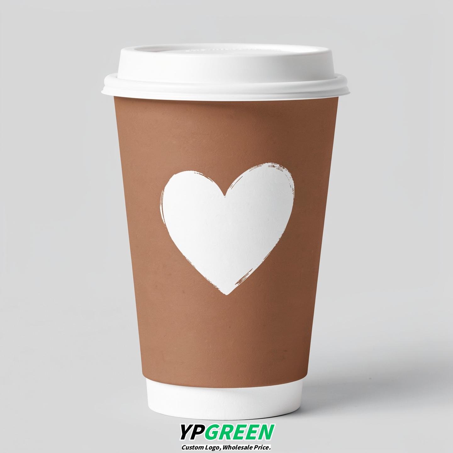 Latte Heart Paper Cups with Lids 8-24oz Latte Heart Paper Cups with Lids 8-24oz