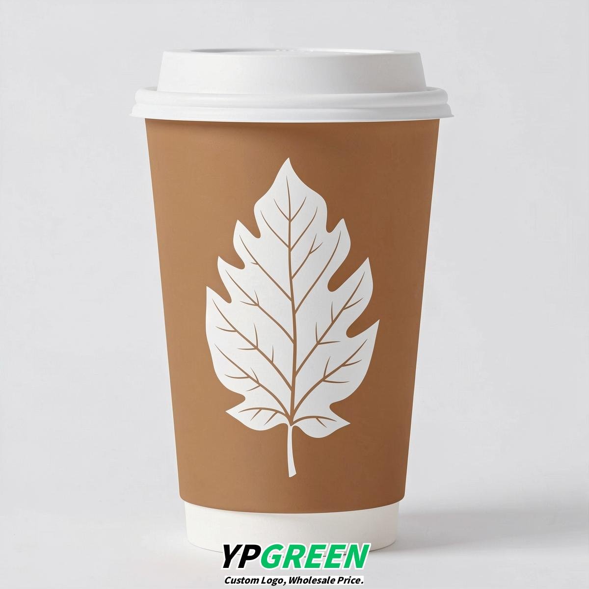 Latte Leaves Paper Cups with Lids 8-24oz