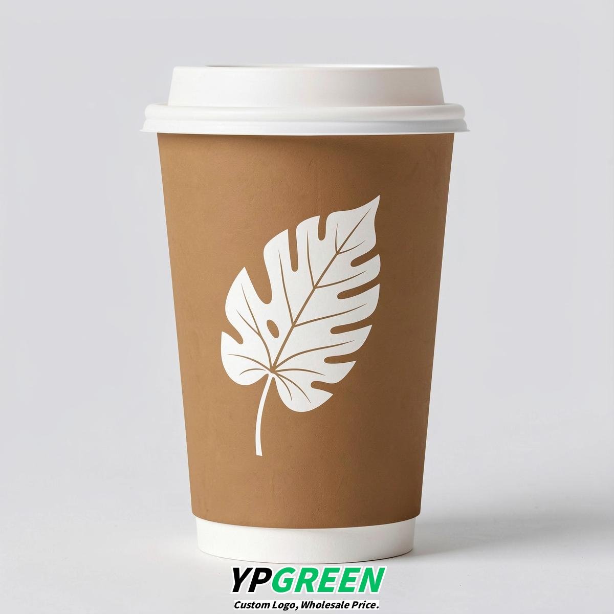 Latte Leaves Paper Cups with Lids 8-24oz
