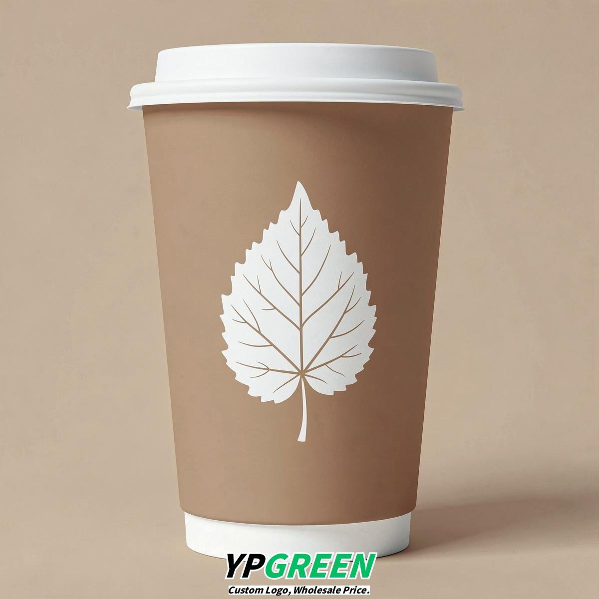 Latte Leaves Paper Cups with Lids 8-24oz Latte Leaves Paper Cups with Lids 8-24oz