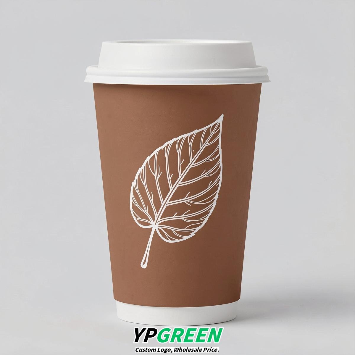 Latte Leaves Paper Cups with Lids 8-24oz