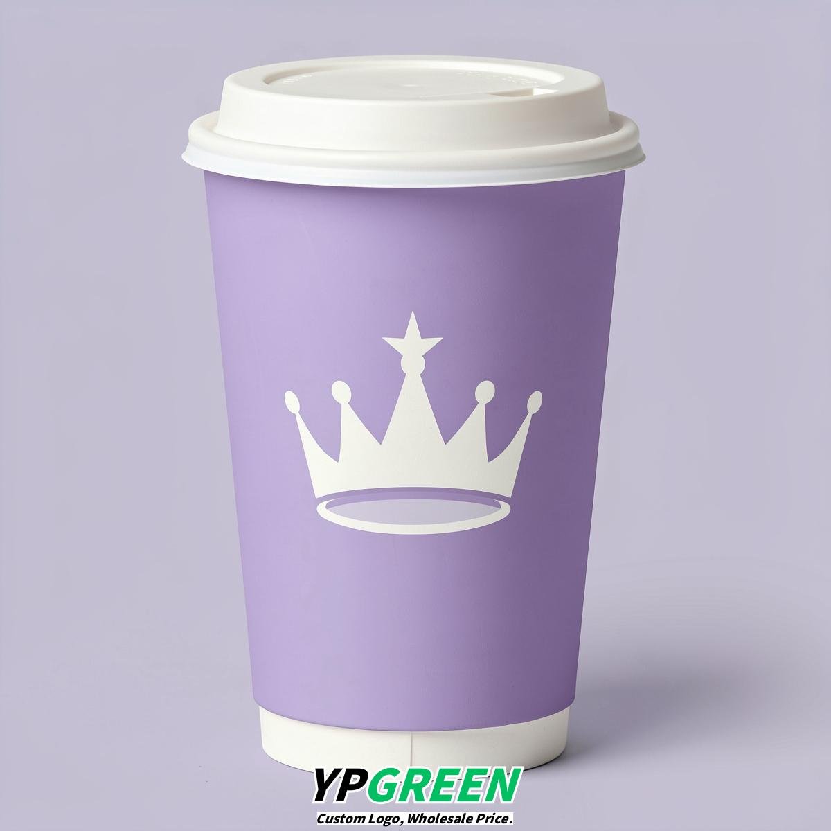 Lavender Paper Cups with Crown Design 8-24oz