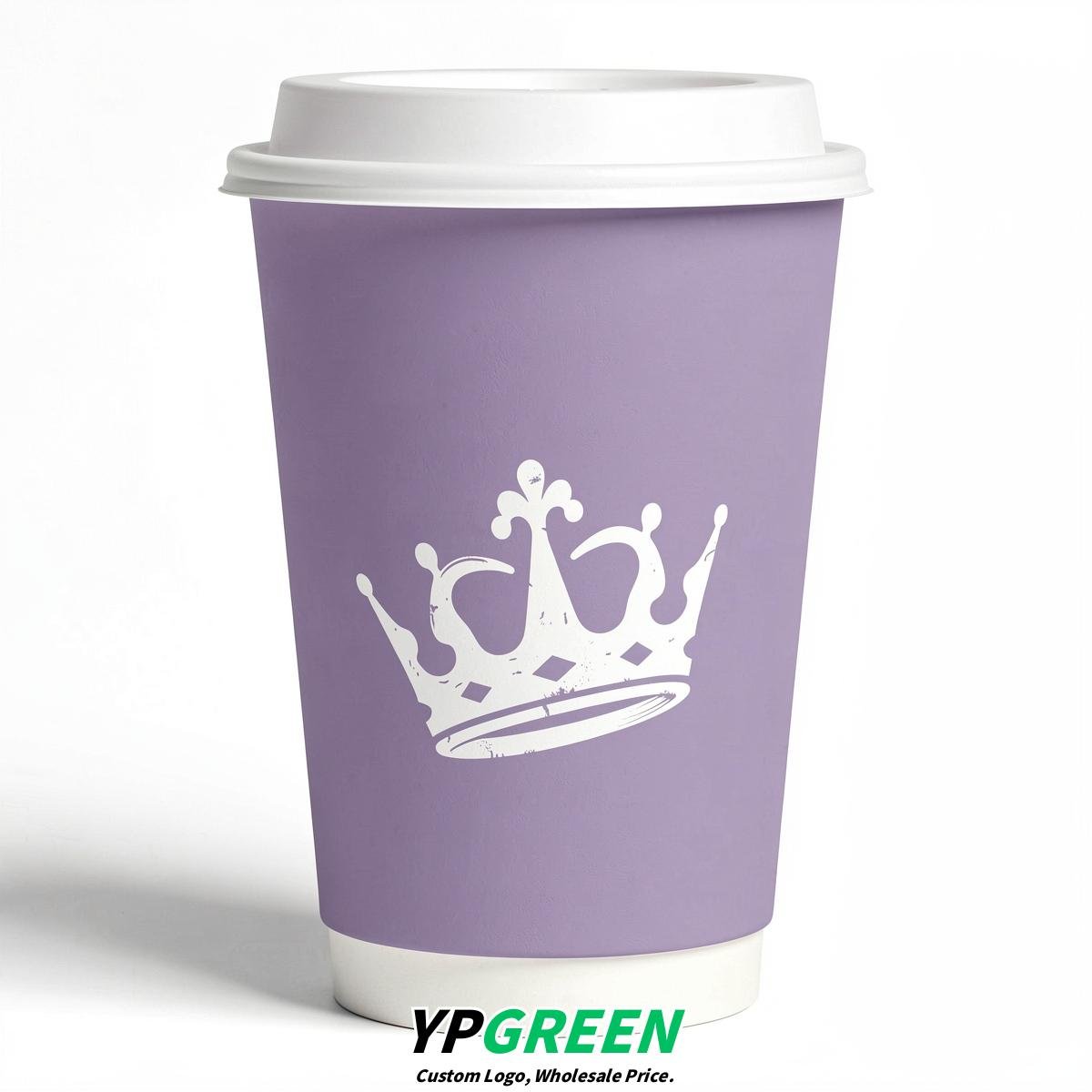 Lavender Paper Cups with Crown Design 8-24oz