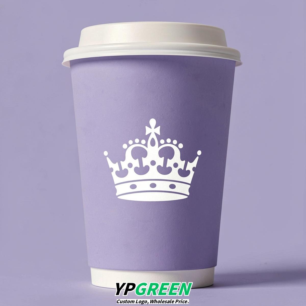 Lavender Paper Cups with Crown Design 8-24oz