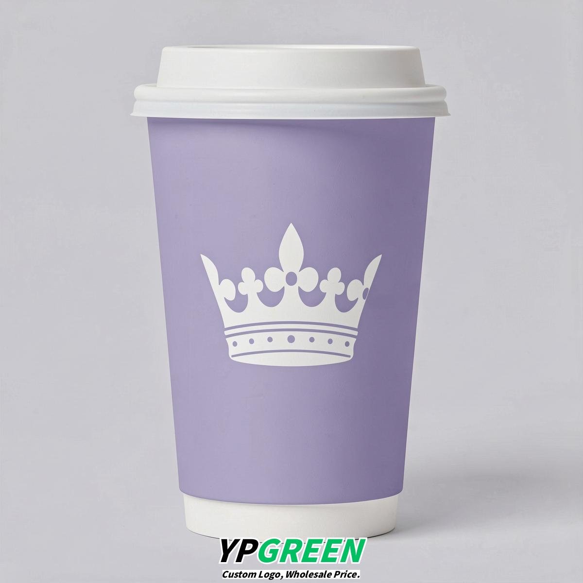 Lavender Paper Cups with Crown Design 8-24oz