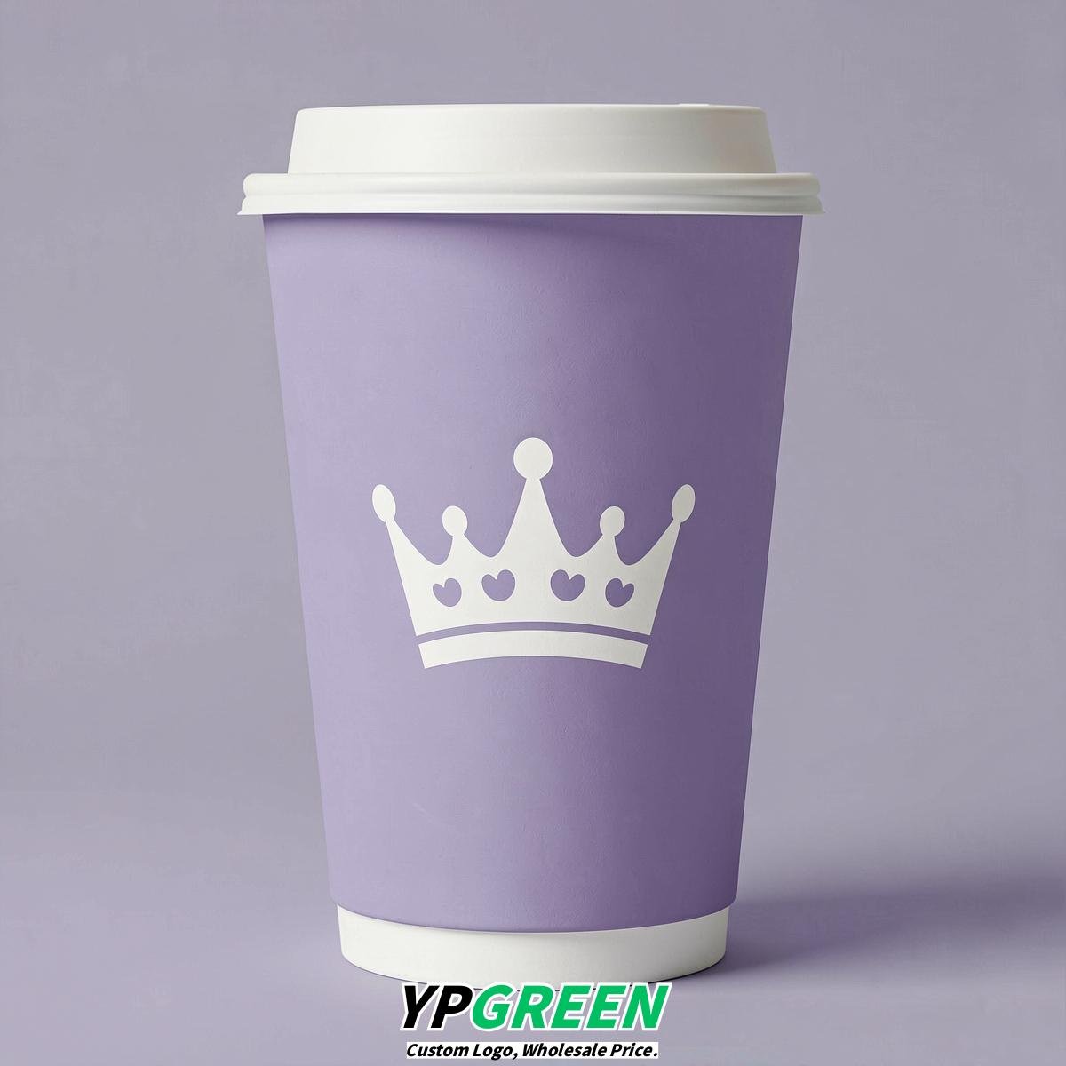 Lavender Paper Cups with Crown Design 8-24oz