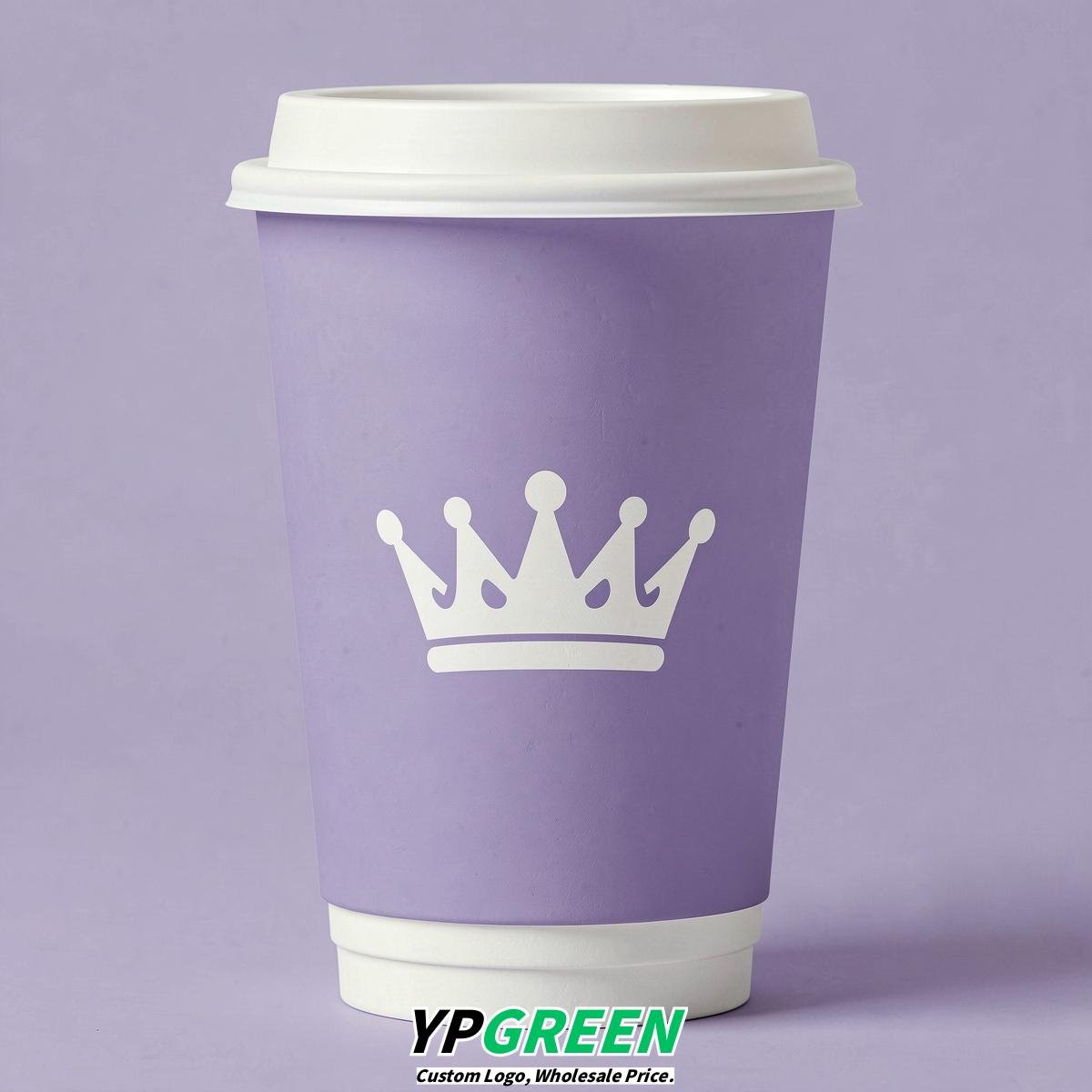 Lavender Paper Cups with Crown Design 8-24oz