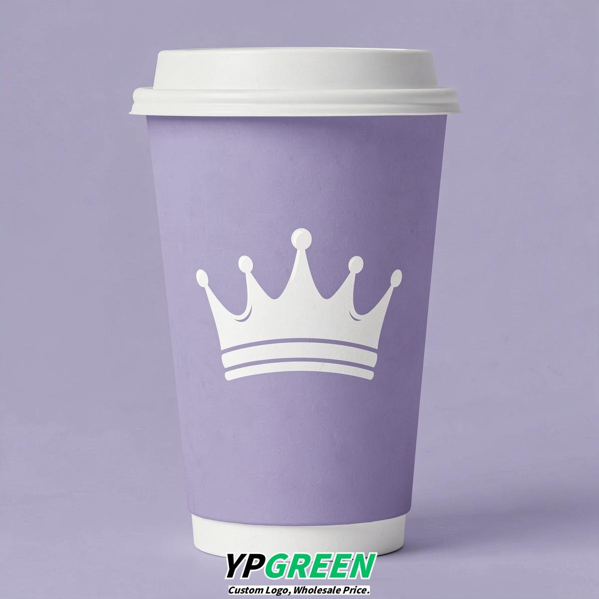 Lavender Paper Cups with Crown Design 8-24oz