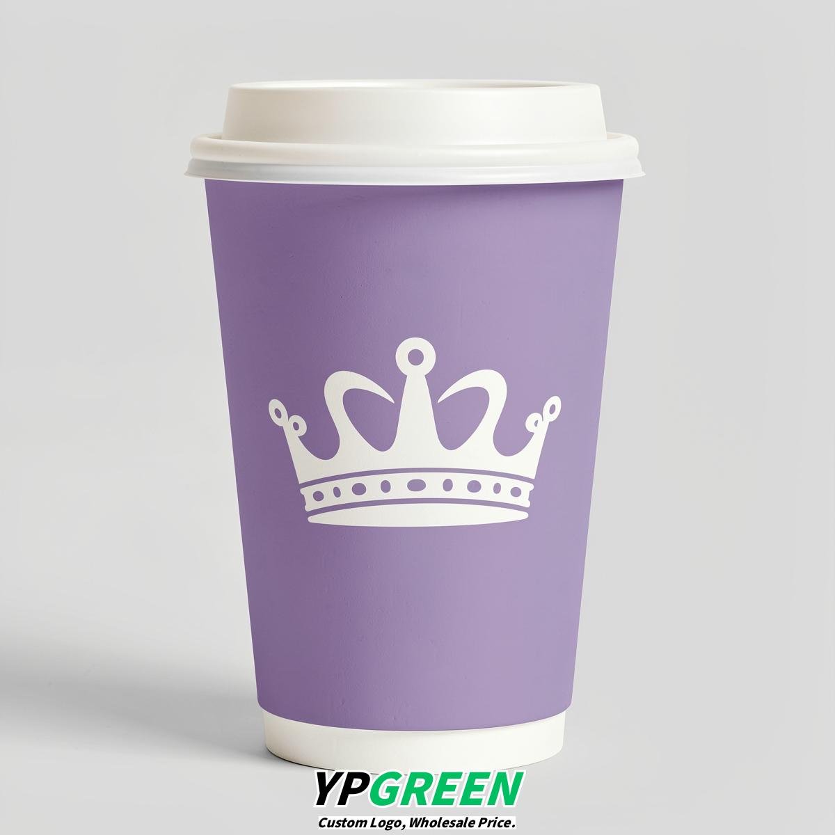 Lavender Paper Cups with Crown Design 8-24oz