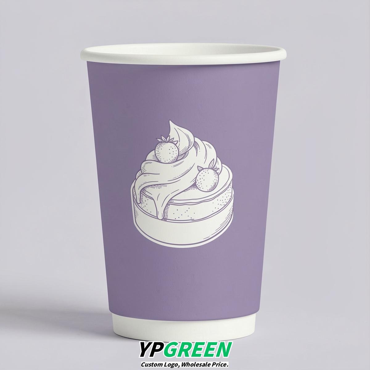 Lavender Paper Cups with Desserts Design 8-24oz