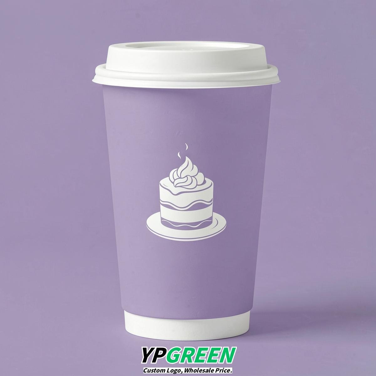 Lavender Paper Cups with Desserts Design 8-24oz