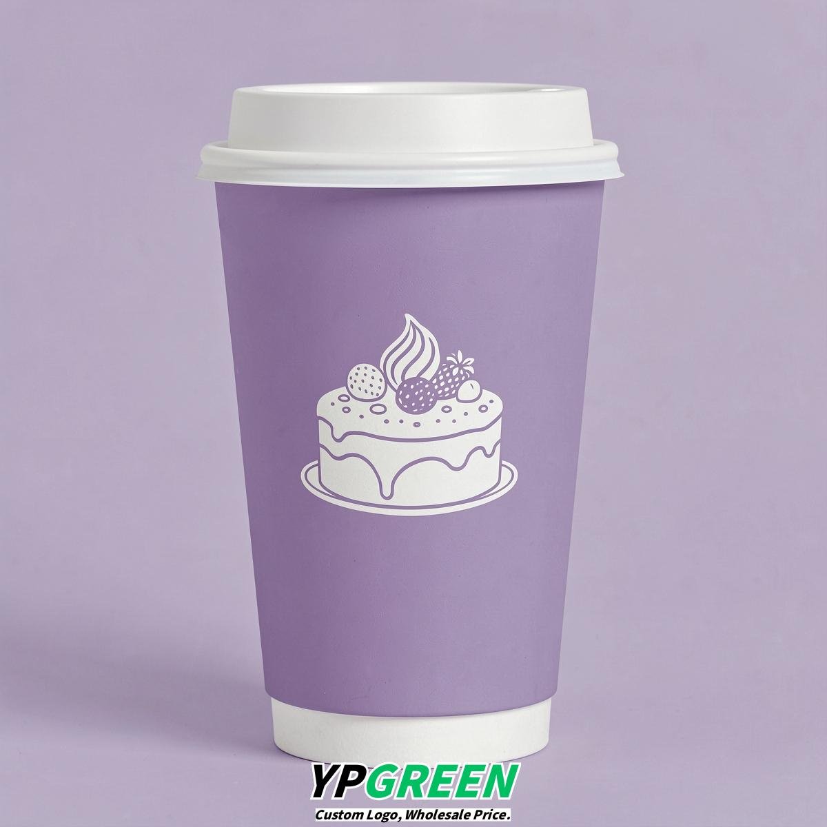 Lavender Paper Cups with Desserts Design 8-24oz