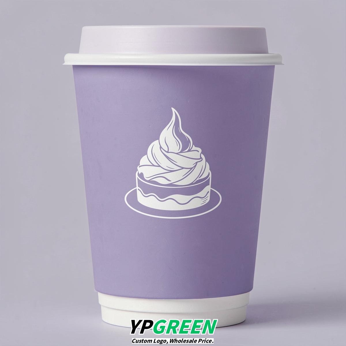 Lavender Paper Cups with Desserts Design 8-24oz