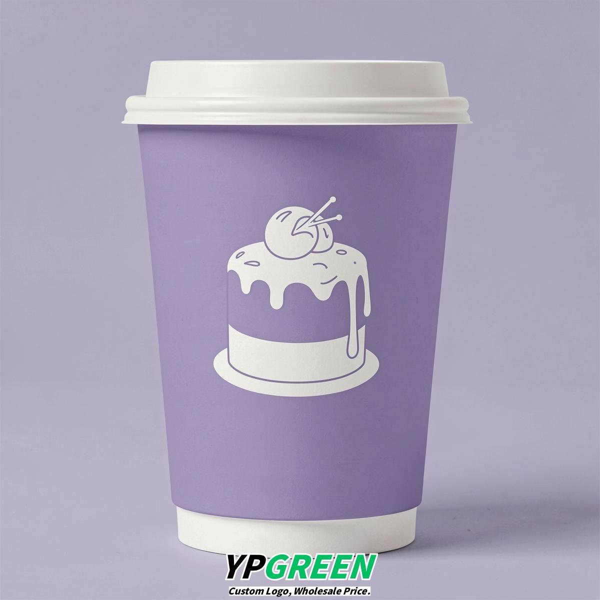 Lavender Paper Cups with Desserts Design 8-24oz