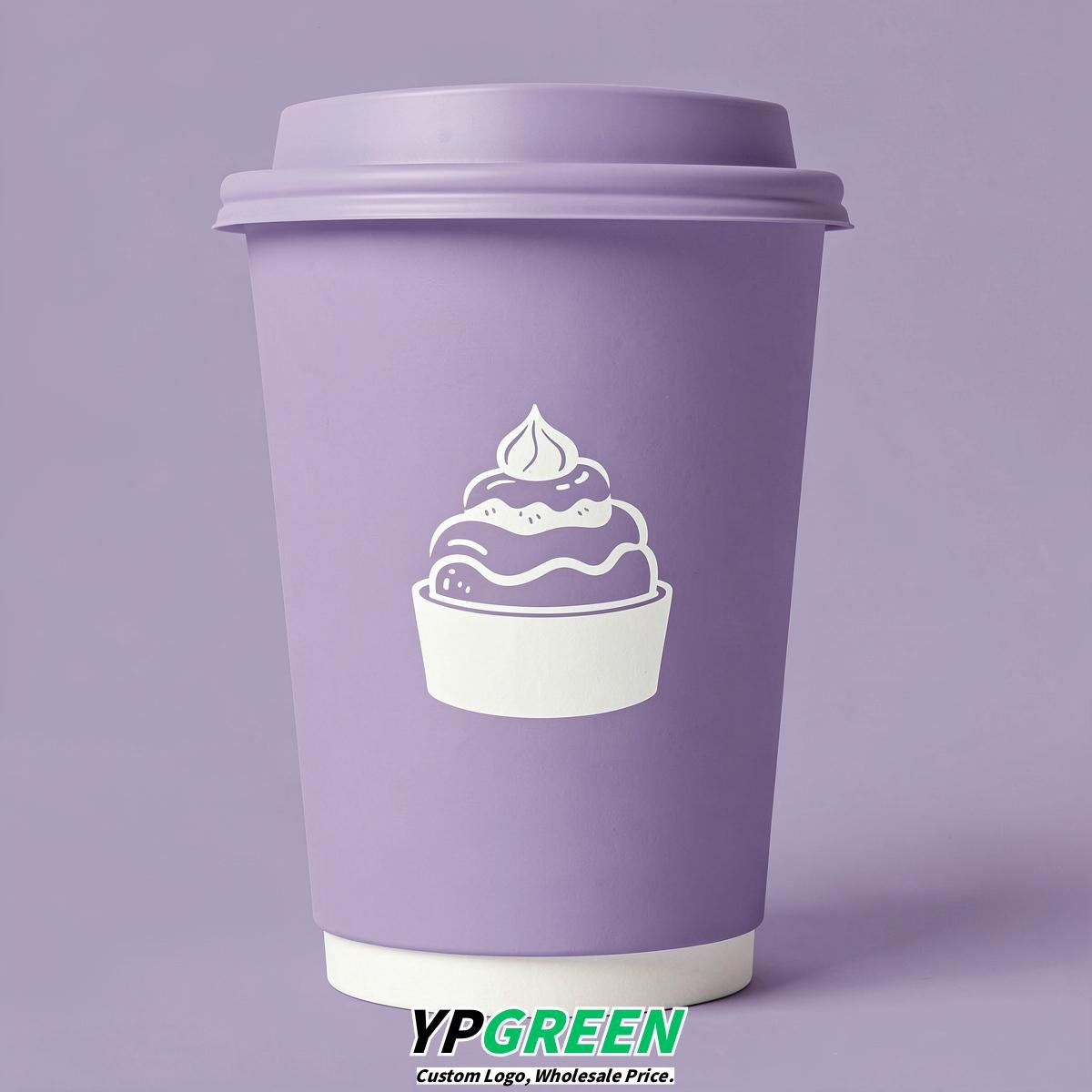 Lavender Paper Cups with Desserts Design 8-24oz