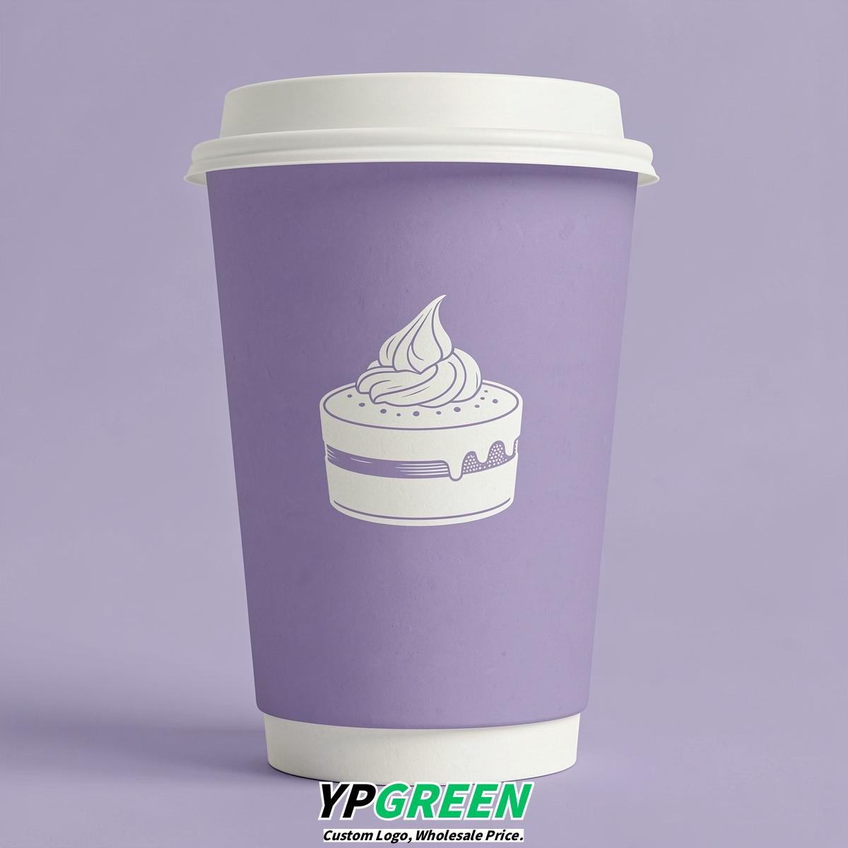 Lavender Paper Cups with Desserts Design 8-24oz