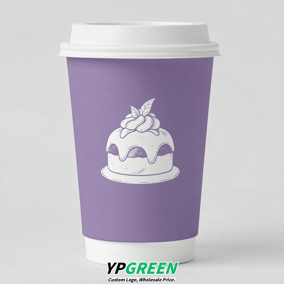 Lavender Paper Cups with Desserts Design 8-24oz