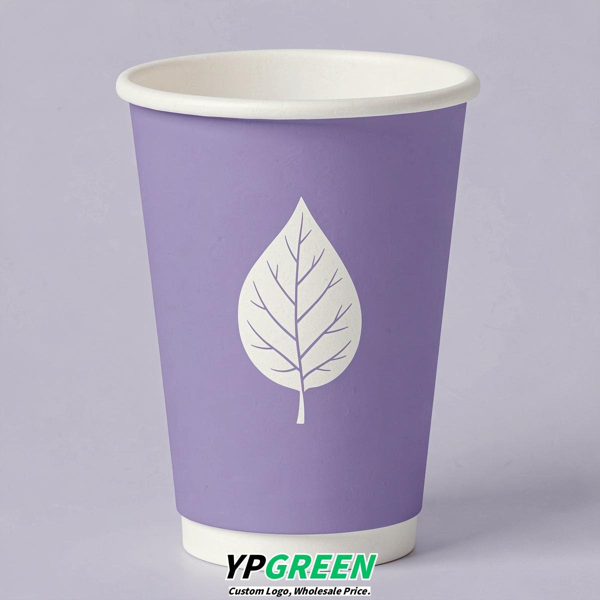 Lavender Leaves Paper Cups with Lids 8-24oz