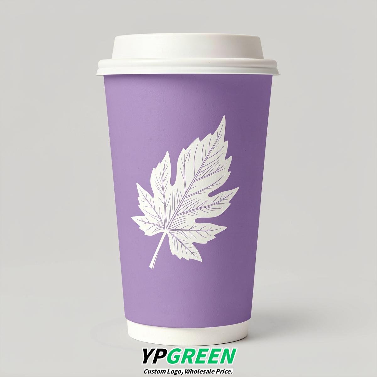 Lavender Leaves Paper Cups with Lids 8-24oz