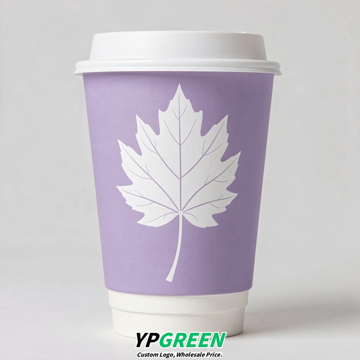 Lavender Leaves Paper Cups with Lids 8-24oz