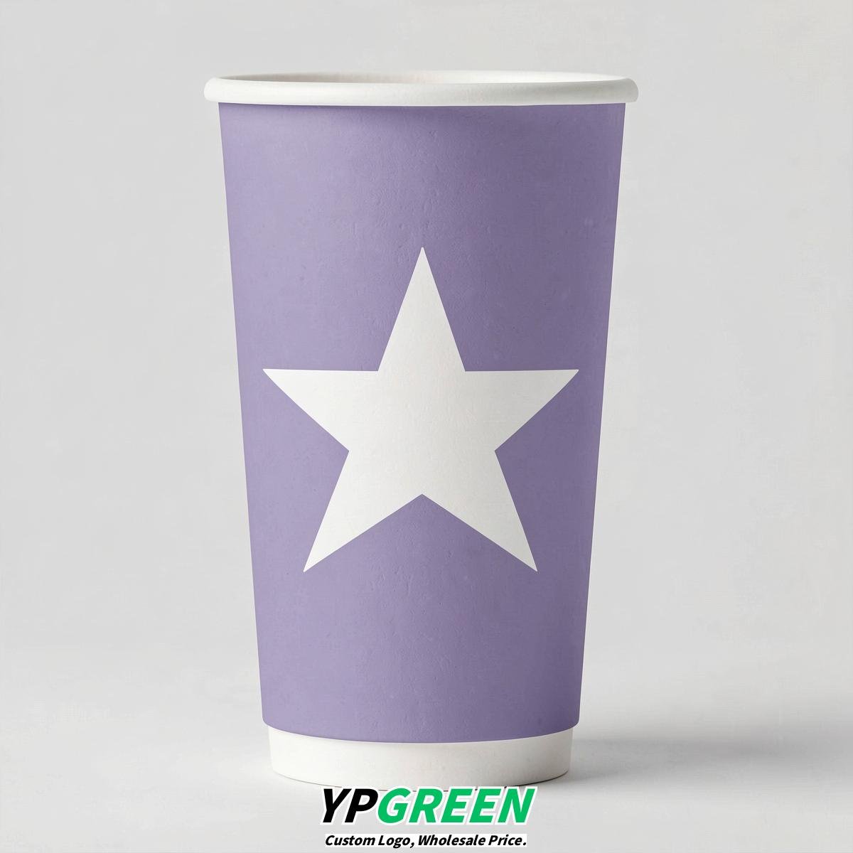 Lavender Stars Paper Cups with Lids 8-24oz Lavender Stars Paper Cups with Lids 8-24oz