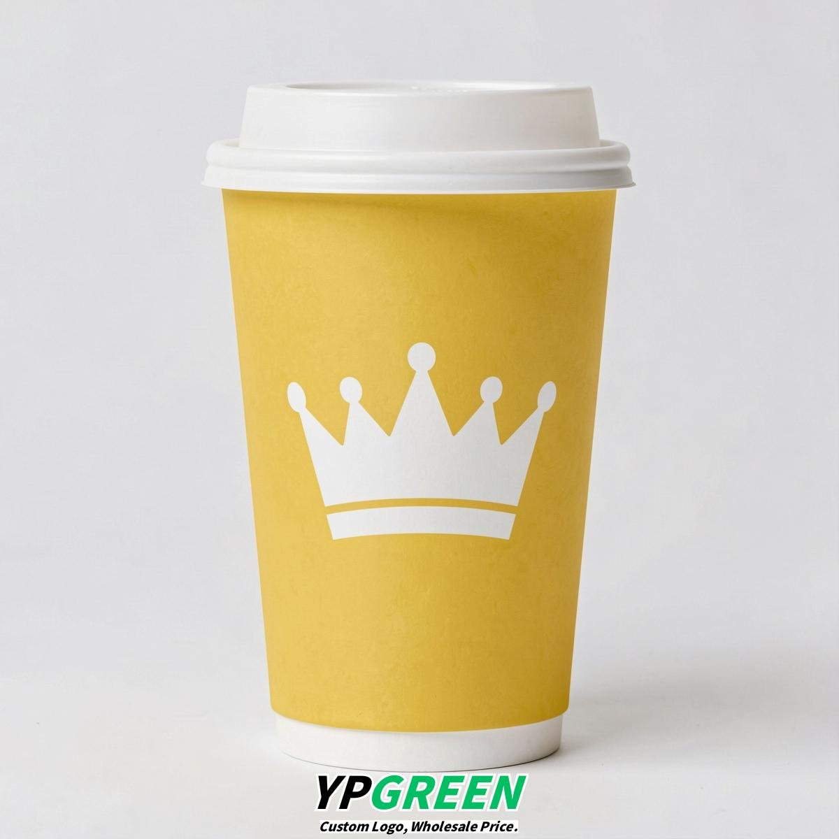 Lemon Yellow Paper Cups with Crown Design 8-24oz Lemon Yellow Paper Cups with Crown Design 8-24oz