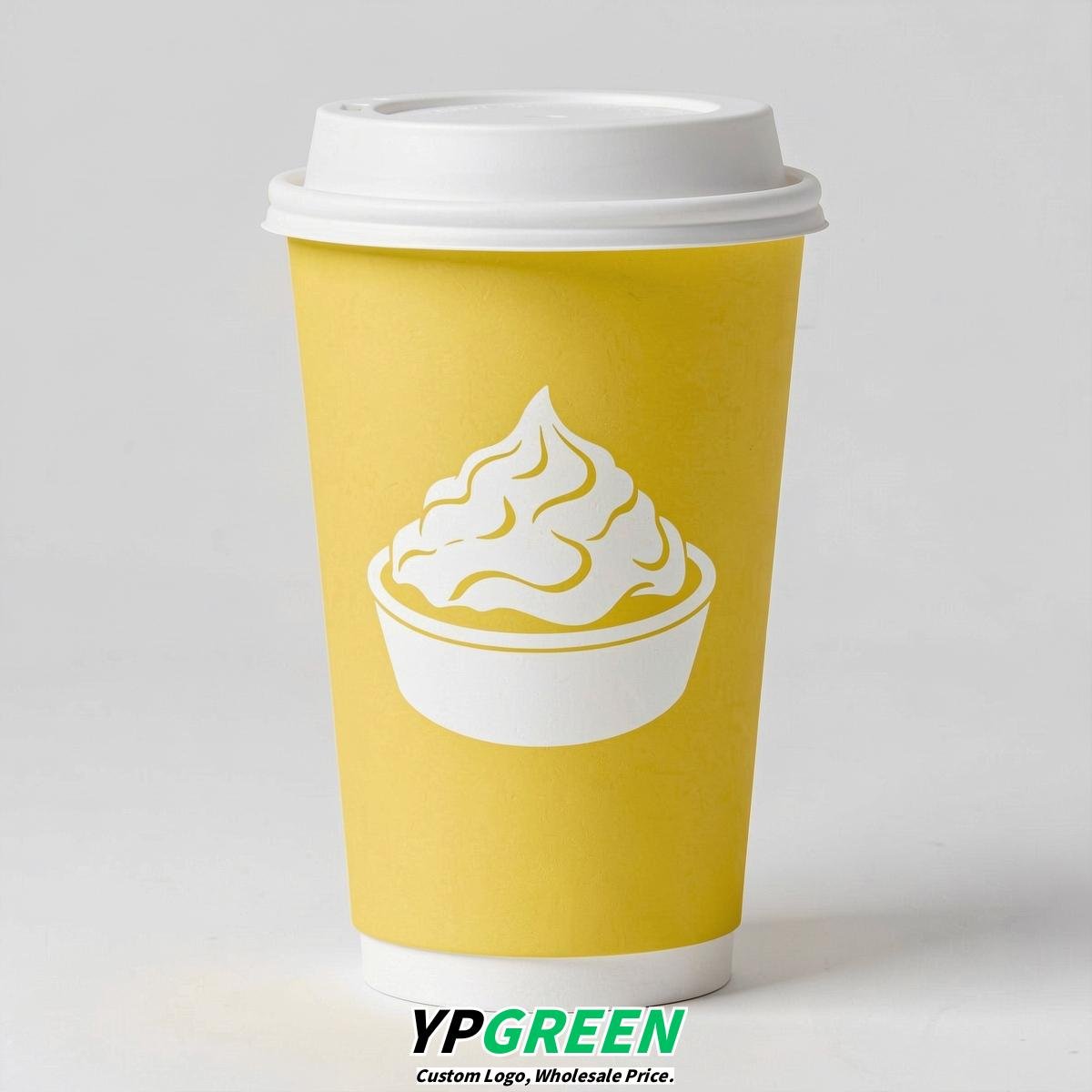 Lemon Yellow Paper Cups with Desserts Design 8-24oz Lemon Yellow Paper Cups with Desserts Design 8-24oz